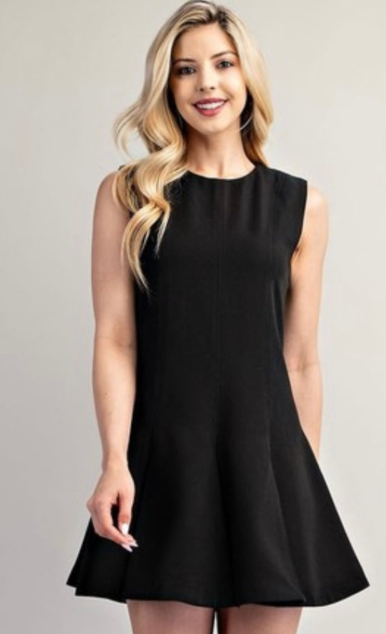 Sleeveless A Line Dress Black