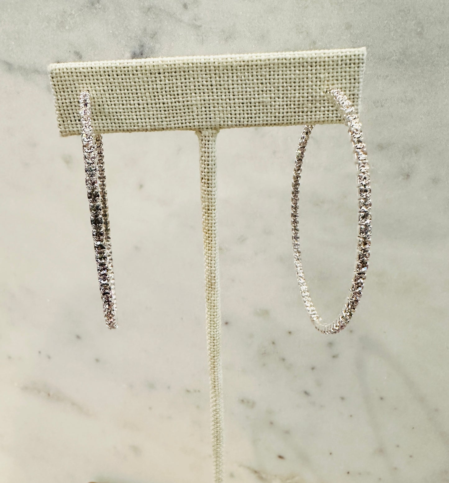 2" Rhinestone Earring Silver