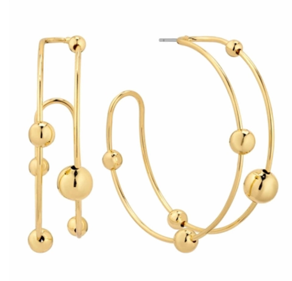Gold Wired Beaded Hoop Earring - Jolie Femme Boutique