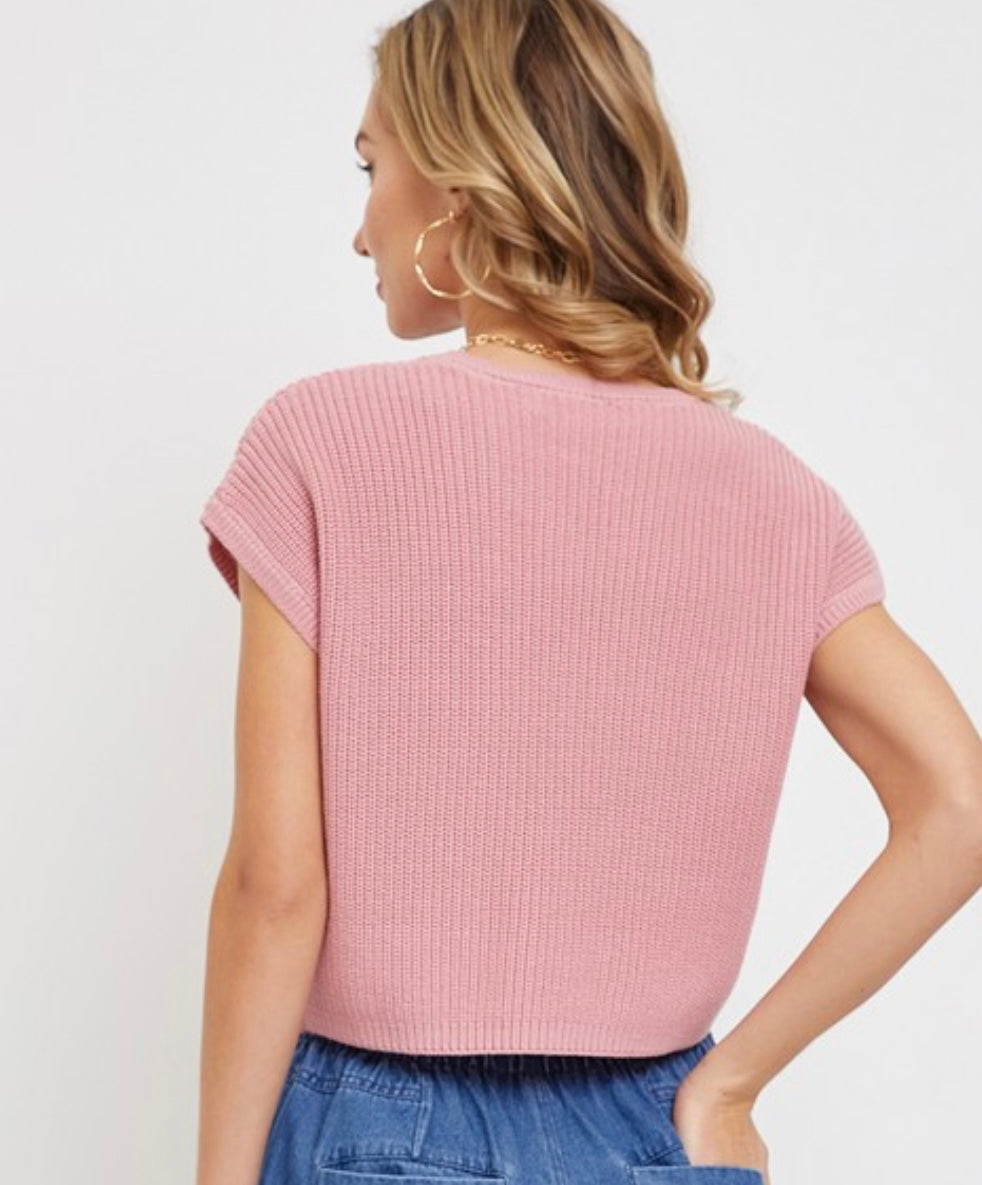 Ribbed pocket knit top - Jolie Femme Boutique