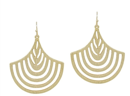 Worn Gold Fan Earring - Jolie Femme Boutique