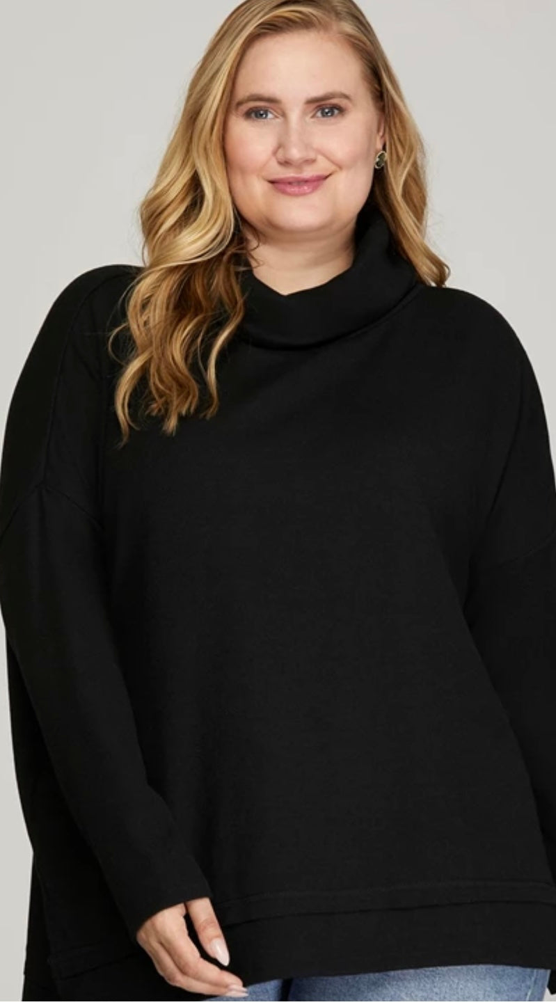 Plus Size Turtleneck Knit Top