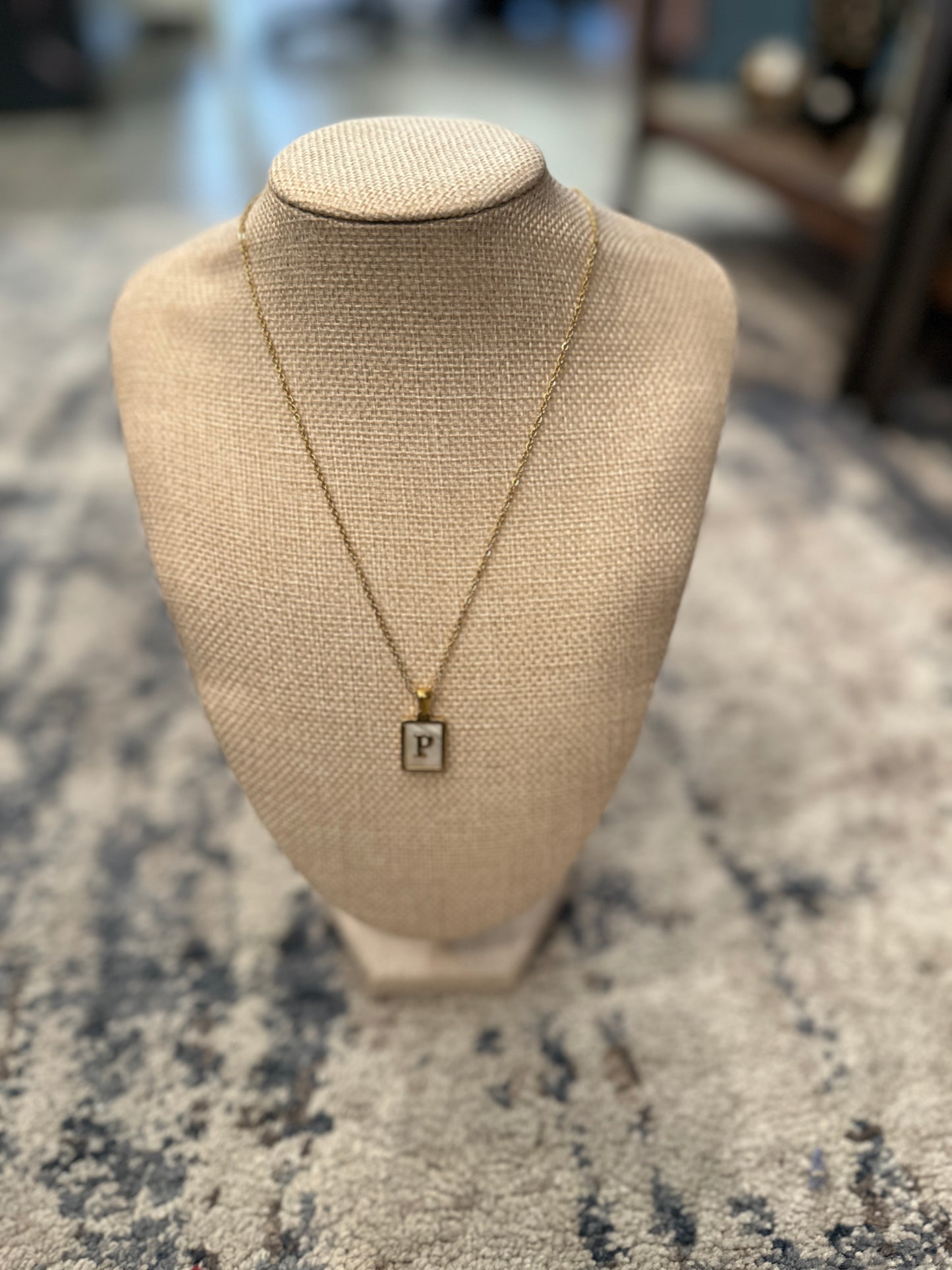 Mother Of Pearl Initial Necklace