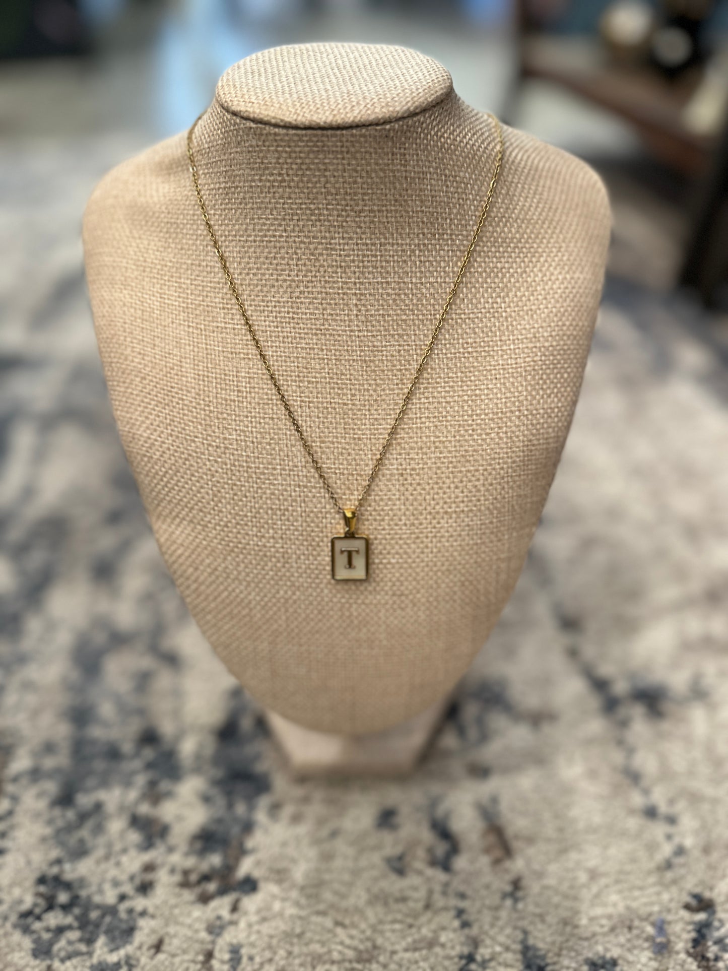 Mother Of Pearl Initial Necklace