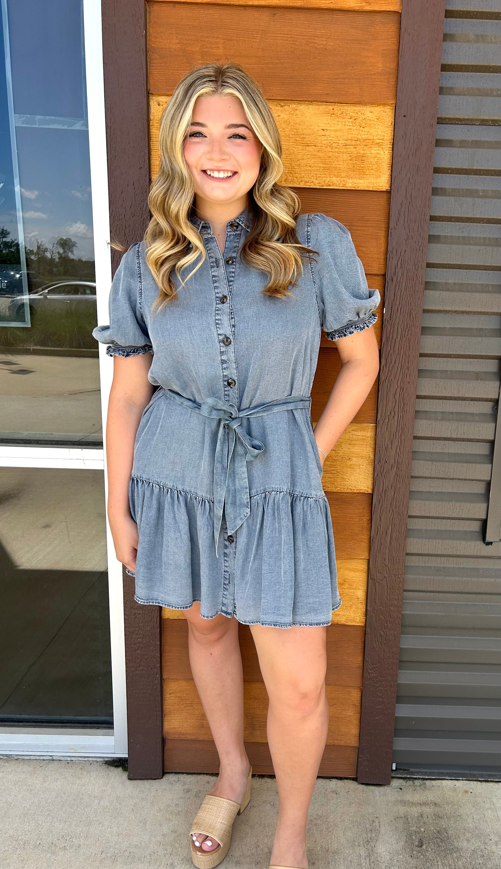 WALKING ON A DREAM DENIM DRESS - Jolie Femme Boutique