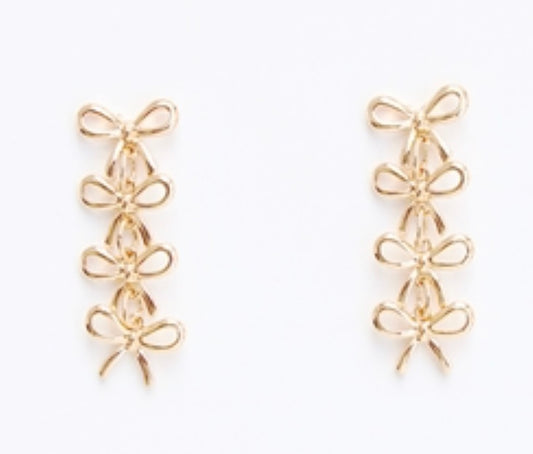 Gold Drop Bow Earring - Jolie Femme Boutique
