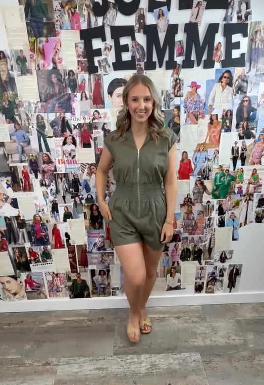 Olive Smocked Waist Romper