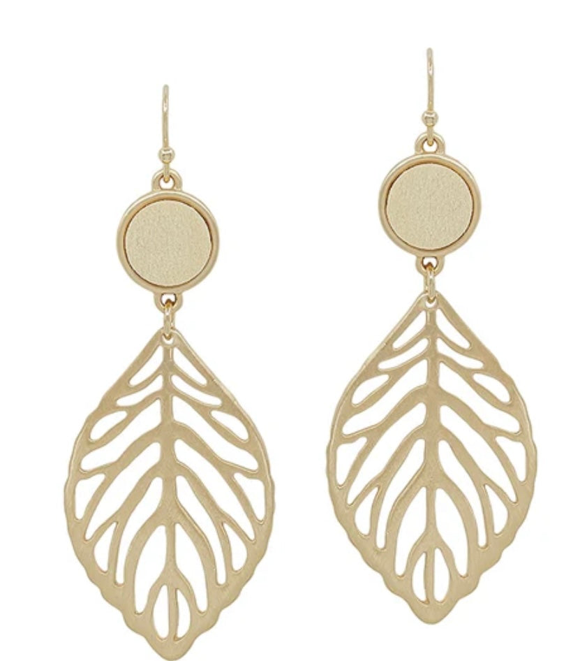 Matte Gold Leaf Earring