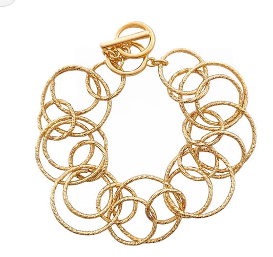 Layered Gold Circle Toggle Bracelet