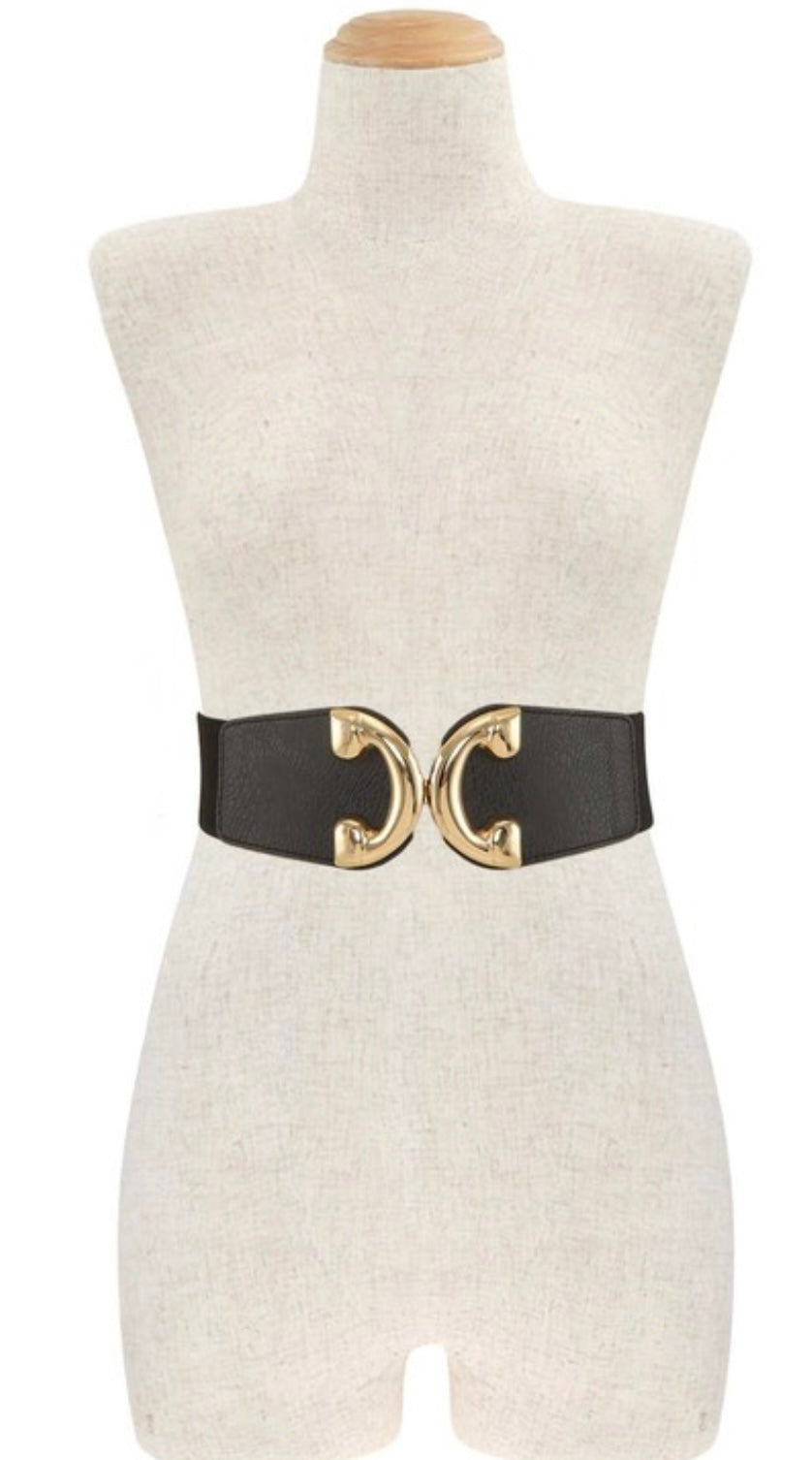 Double C Shaped Buckle Elastic Belt - Jolie Femme Boutique