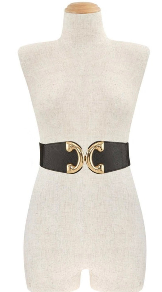 Double C Shaped Buckle Elastic Belt