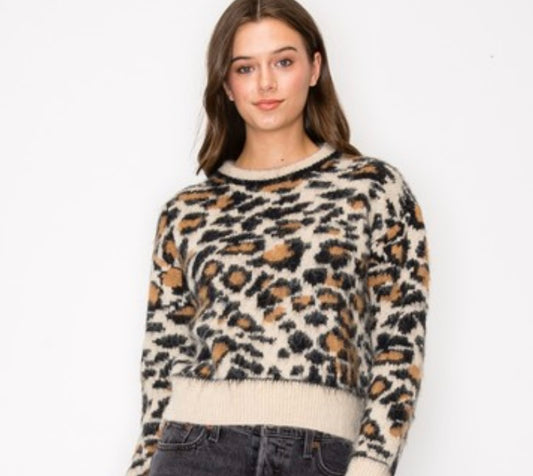 Leopard Print Fuzzy Sweater