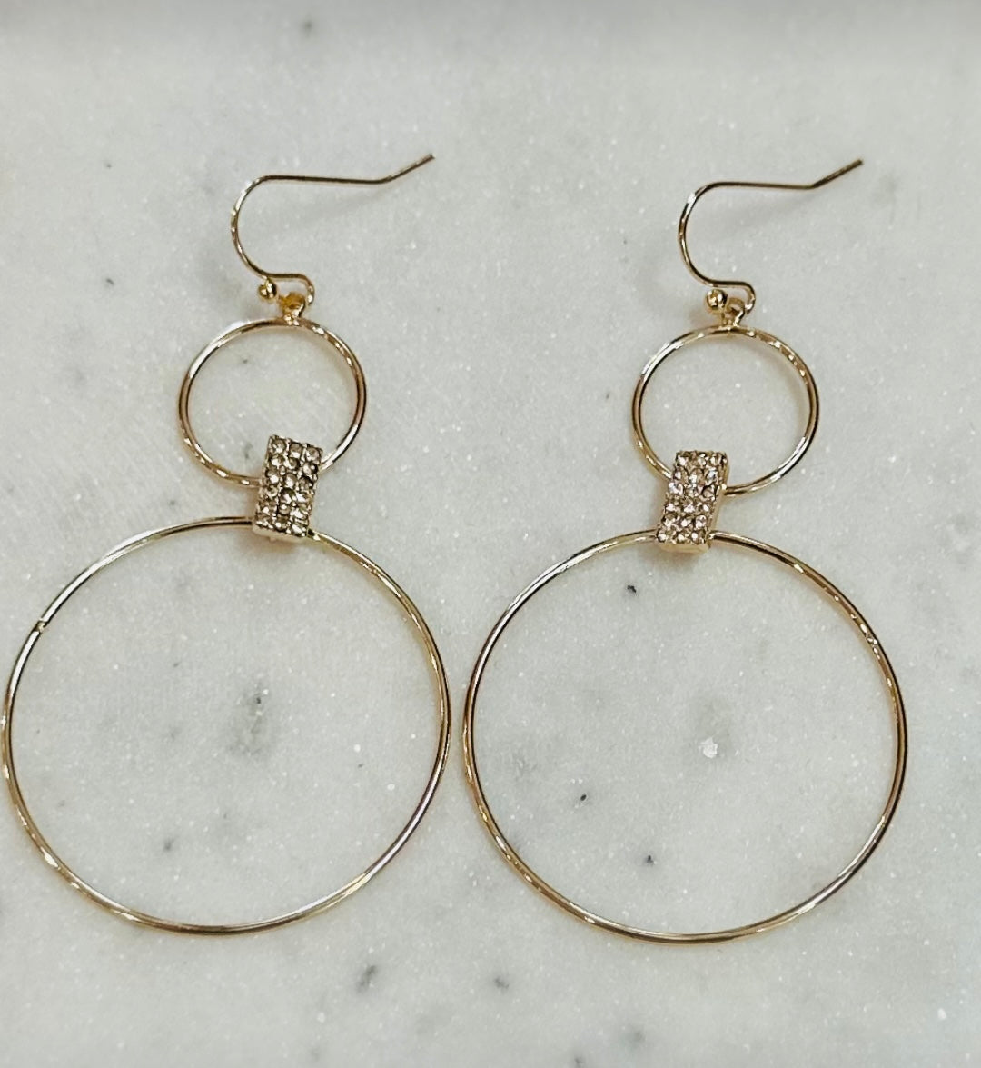 Thin Double Circle w/Pave Ring Accent Earring