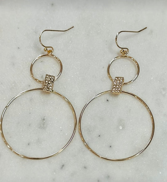 Thin Double Circle w/Pave Ring Accent Earring