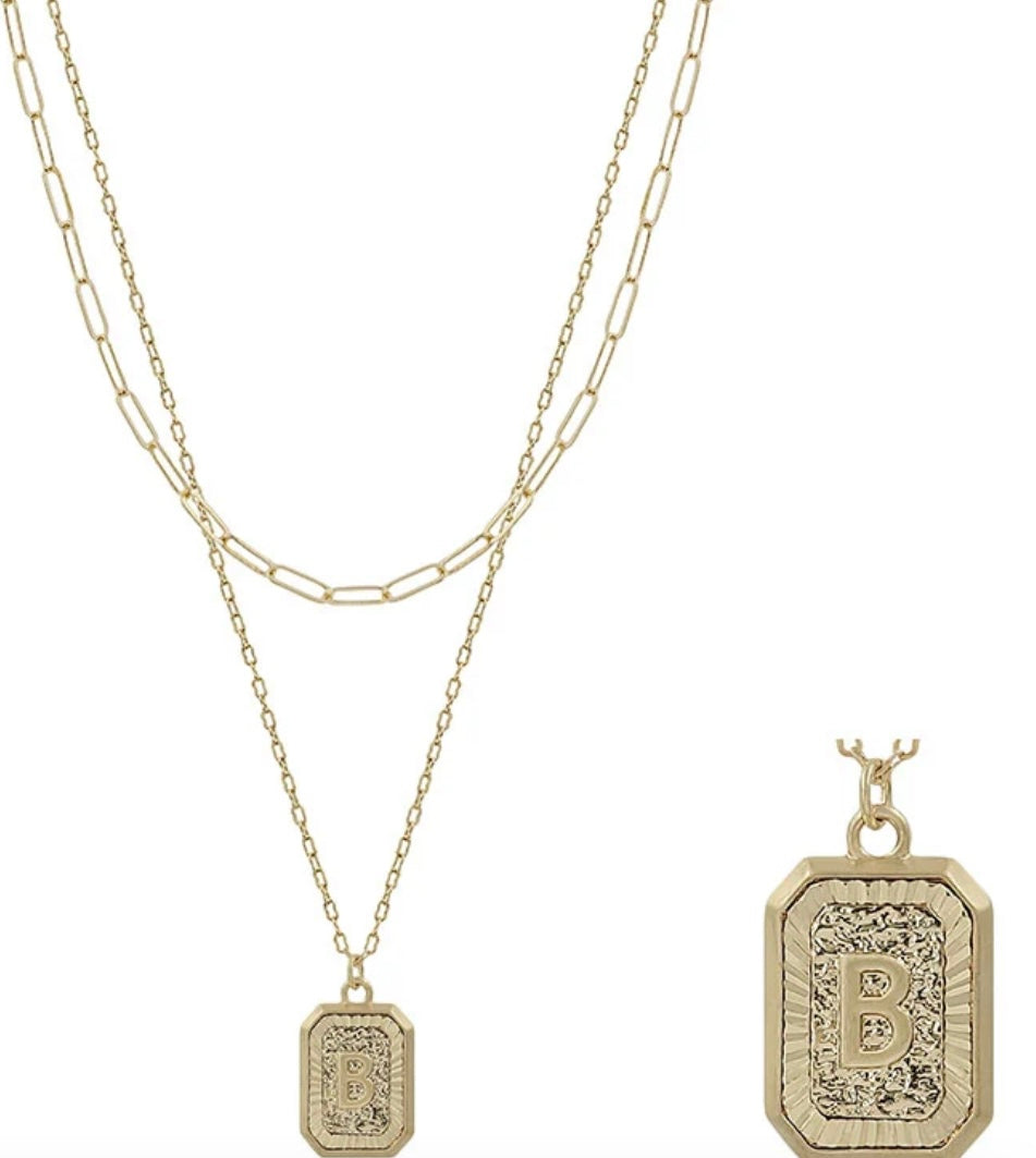 Gold Chain Layered Initial Necklace - Jolie Femme Boutique