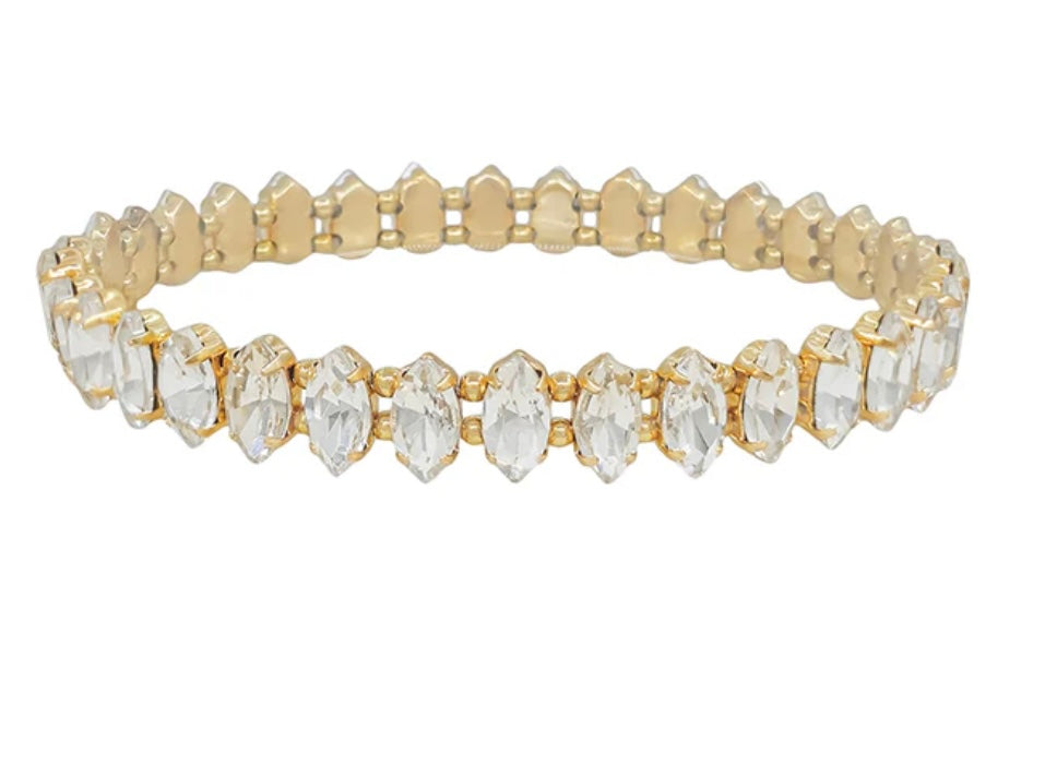 Marque Crystal And Gold Stretch Bracelet