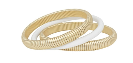 Gold & White Bracelet Set