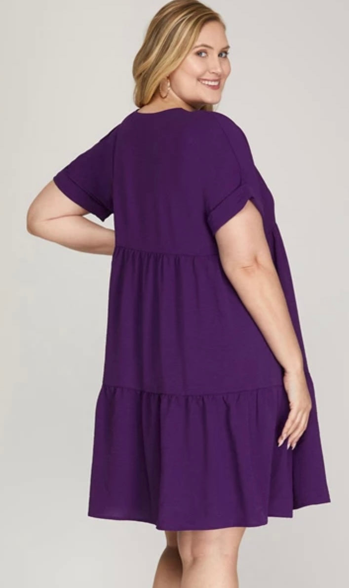 Plus Size Drop Shoulder Sleeve Dress