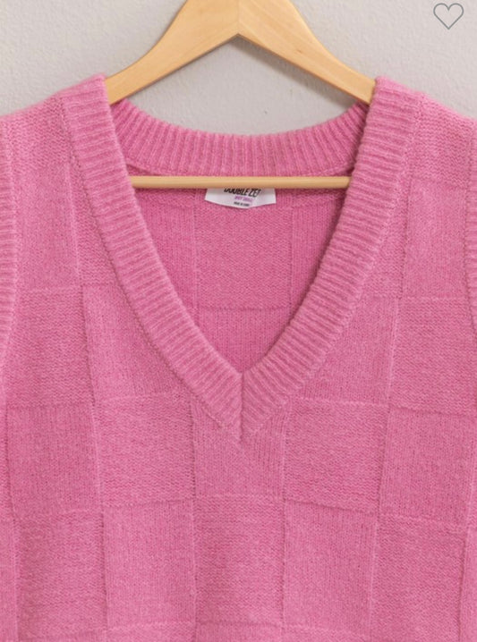 Basketweave Sweater Vest Rose Pink