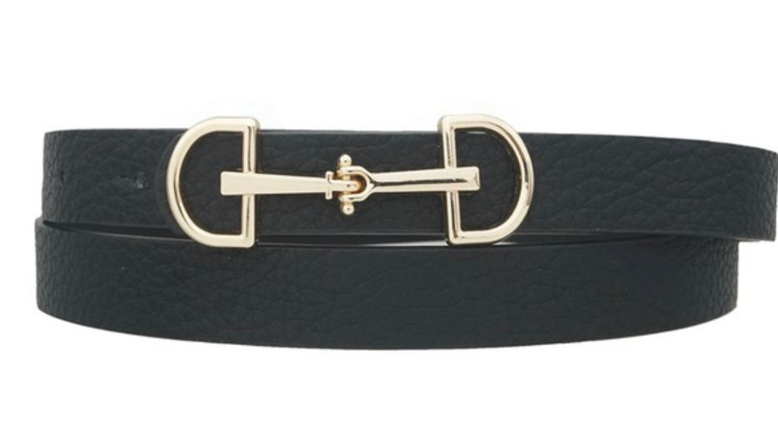 Lux D Ring Horse Bit Buckle Skinny Belt