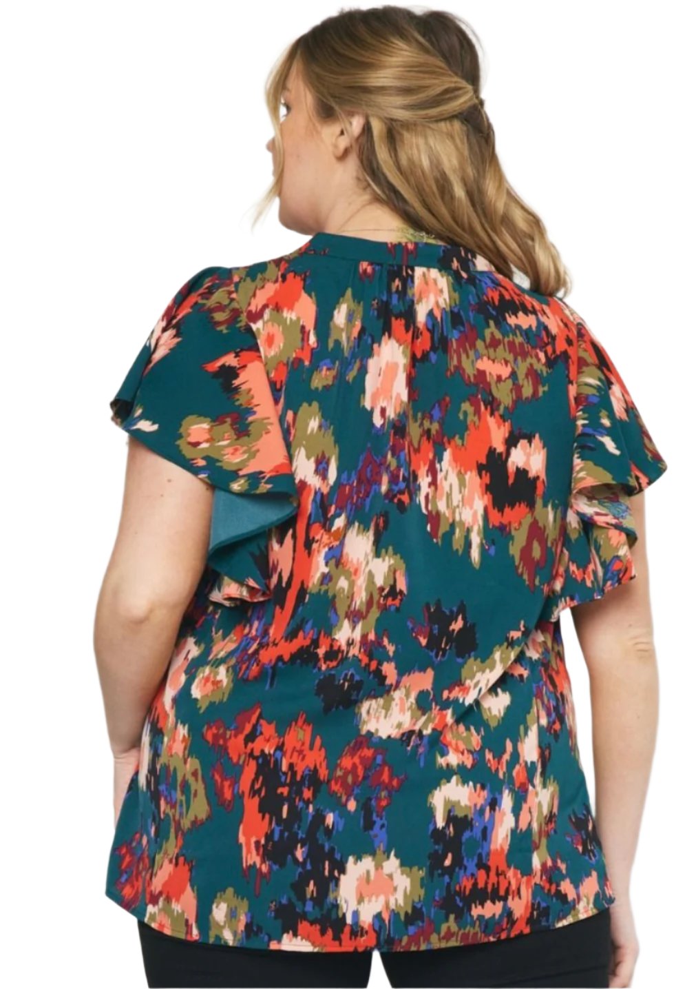 Plus Size Printed PintuckTop