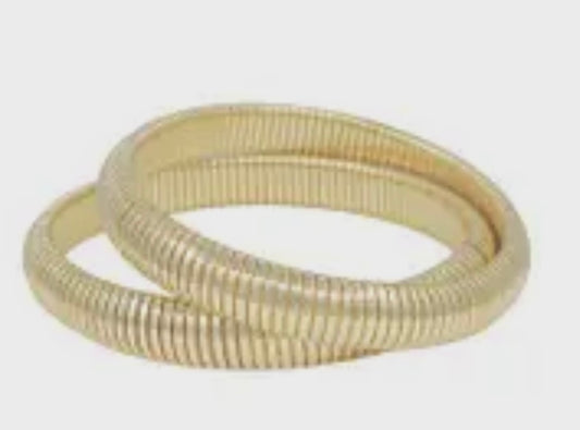 Gold Ribbed Stretch Bracelet