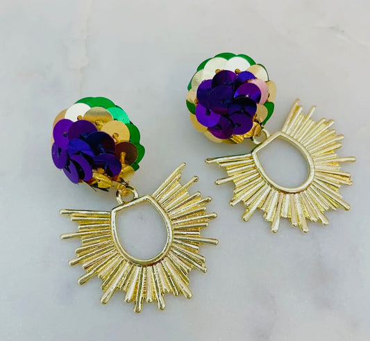 Mardi Gras Gold Sunburst Earring