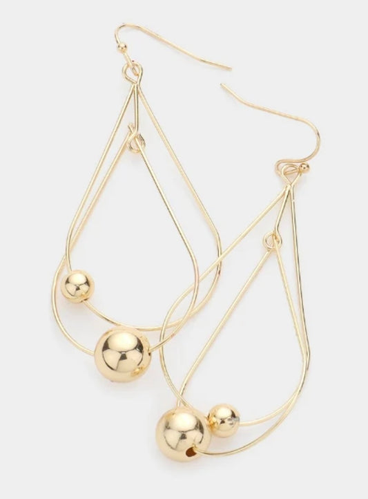 Gold Layered Oval Ball Drop Earring