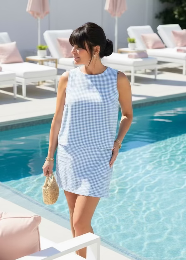 Blue Gingham Top & Skort Set - Jolie Femme Boutique