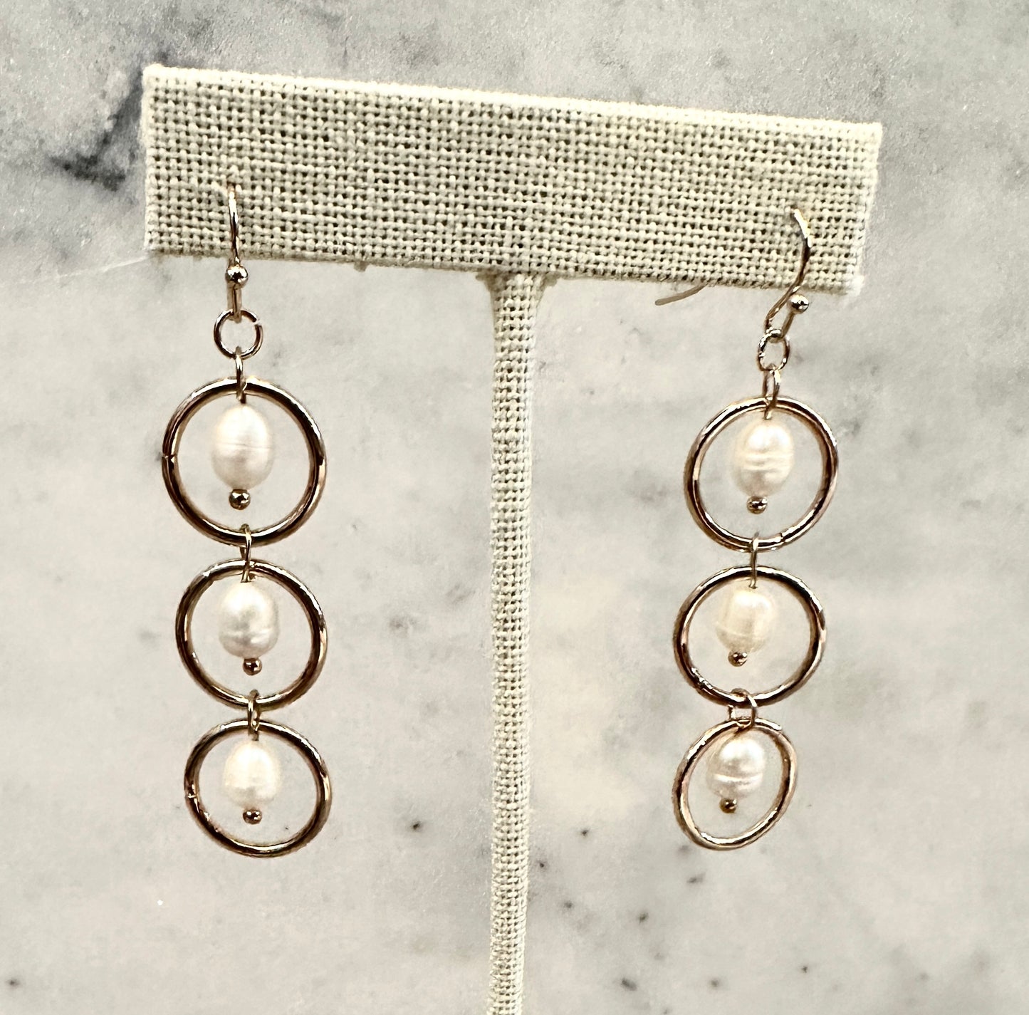 Triple Drop Freshwater Pearl Earring