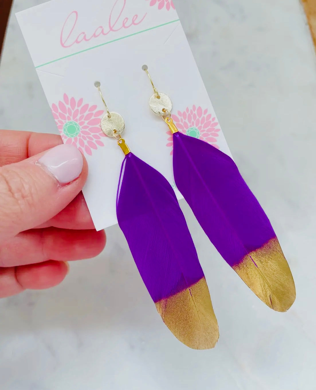 Purple Feather Earrings