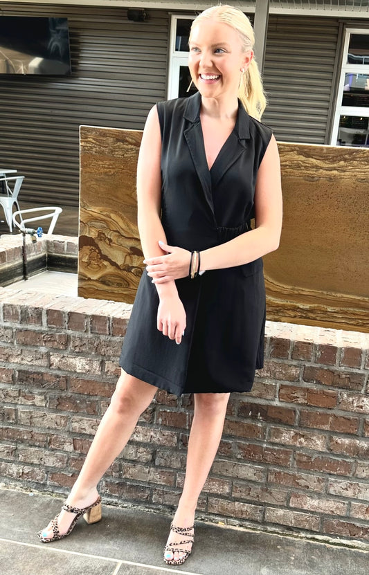 Sleeveless Blazer Wrap Dress - Jolie Femme Boutique