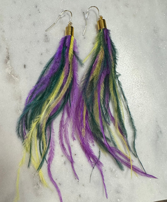 Mardi Gras Feather Earrings