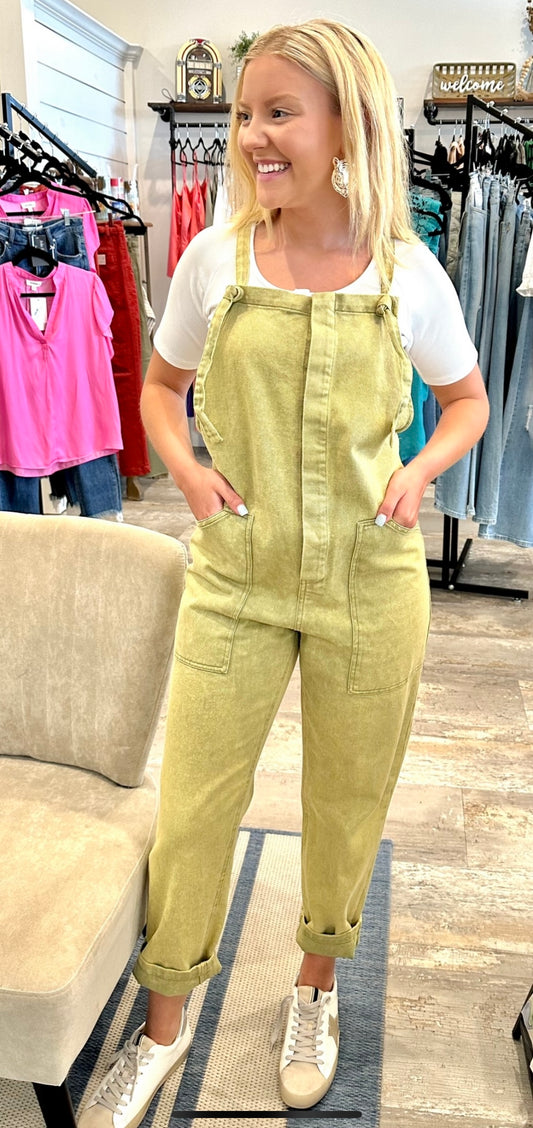KNOT OVERALL OLIVE - Jolie Femme Boutique