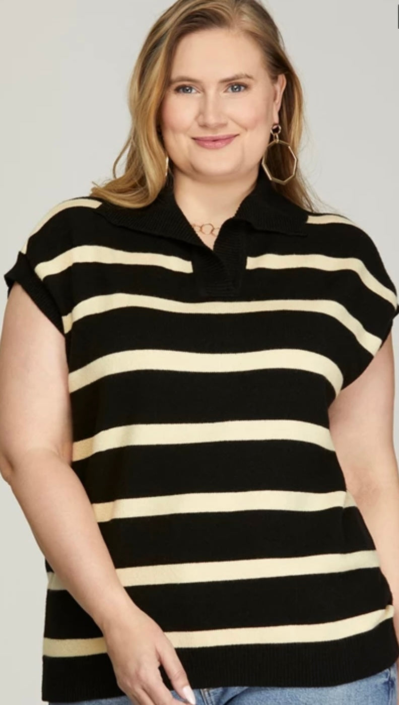 Plus Size Stripe Sweater Top