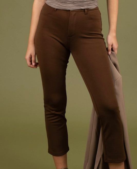 Hi Waisted Straight Leg Crop Pant - Jolie Femme Boutique