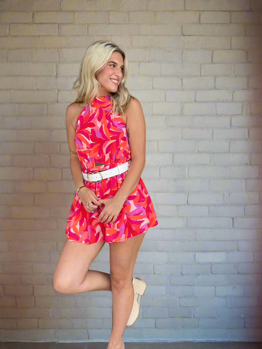 Halter Neck Colorful Romper - Jolie Femme Boutique