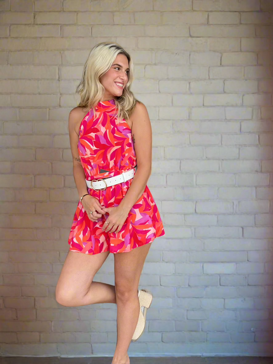 Halter Neck Colorful Romper - Jolie Femme Boutique