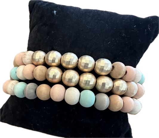 Multi Pastel Color Wood Beads Bracelet - Jolie Femme Boutique