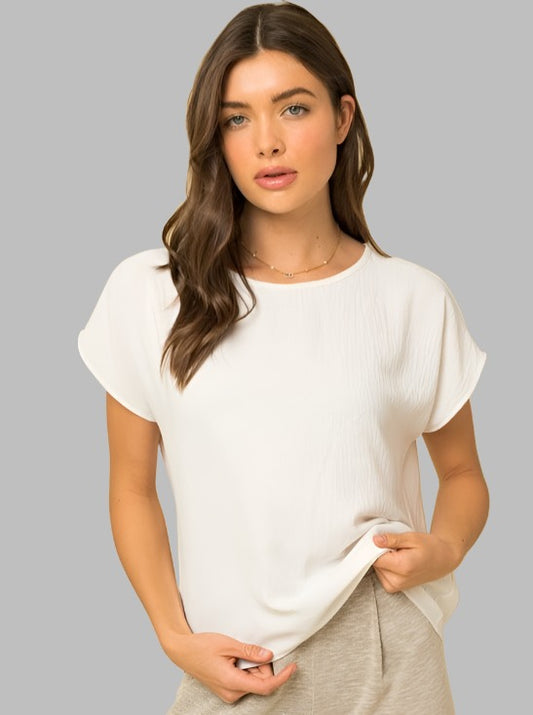 Short Sleeve w/ Back Detail White - Jolie Femme Boutique