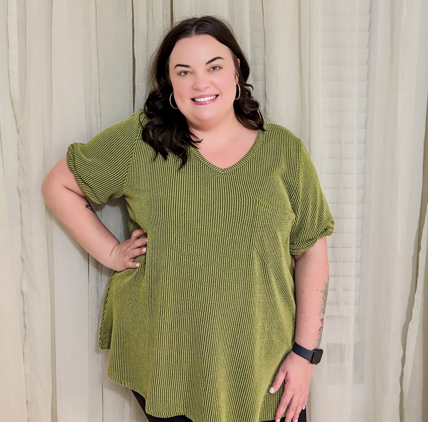 Plus Size Pocket Knit top