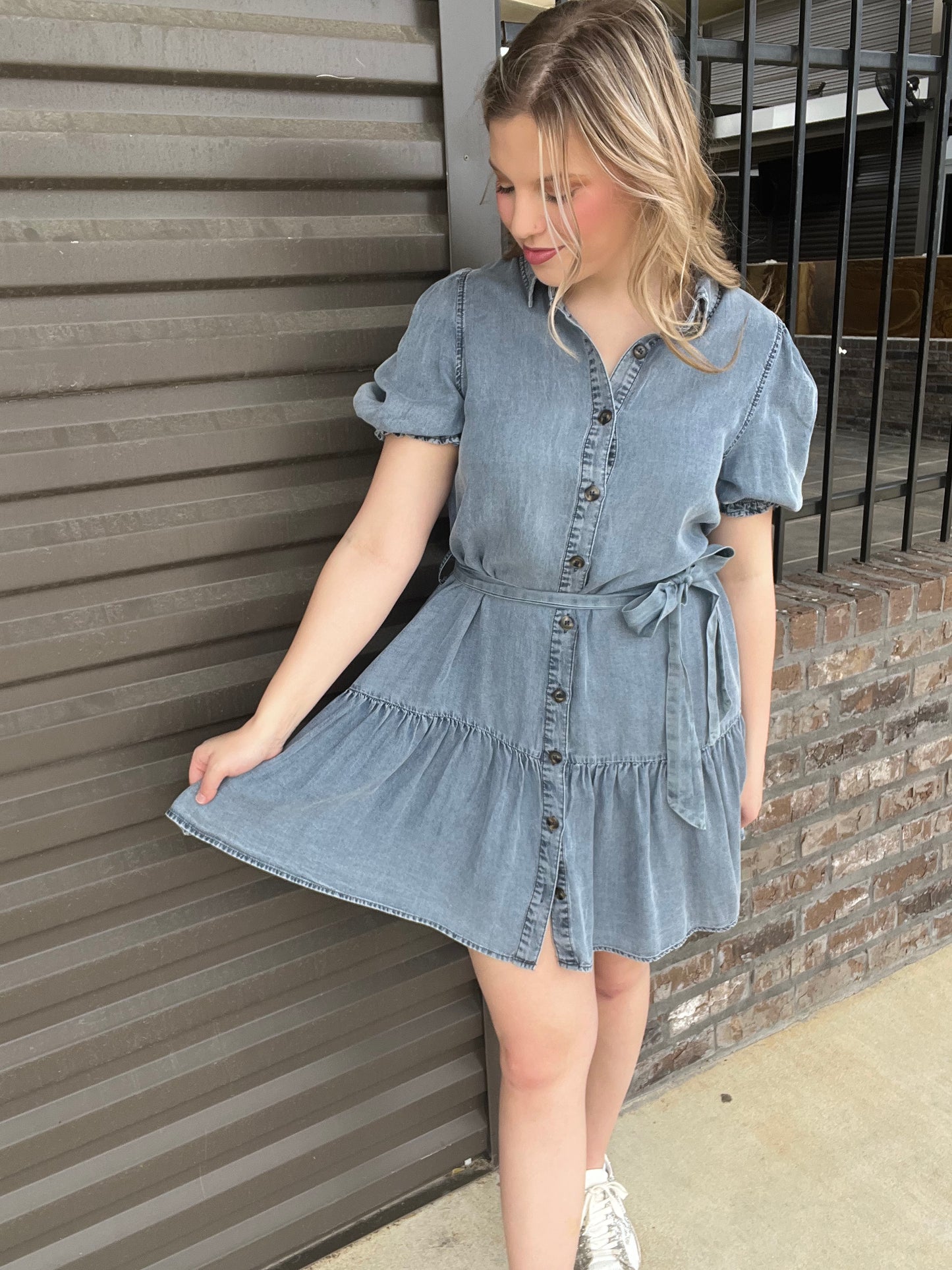 WALKING ON A DREAM DENIM DRESS - Jolie Femme Boutique