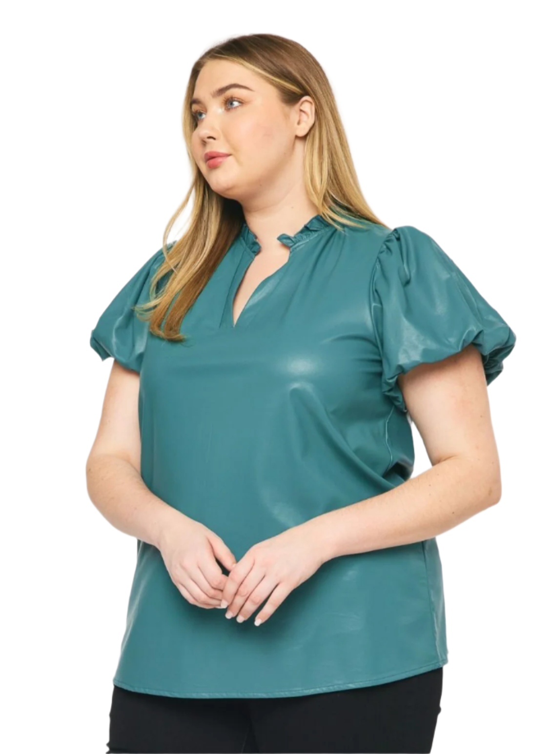 Plus Size Faux Leather Top