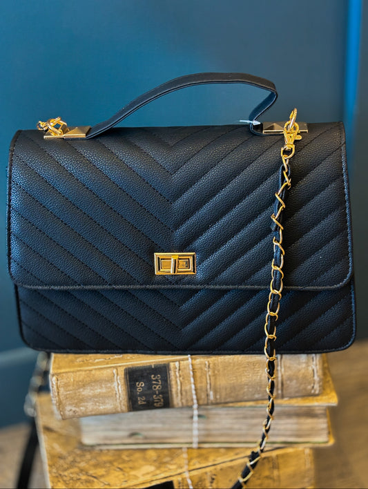 Chevron Quilted Buckle Bag