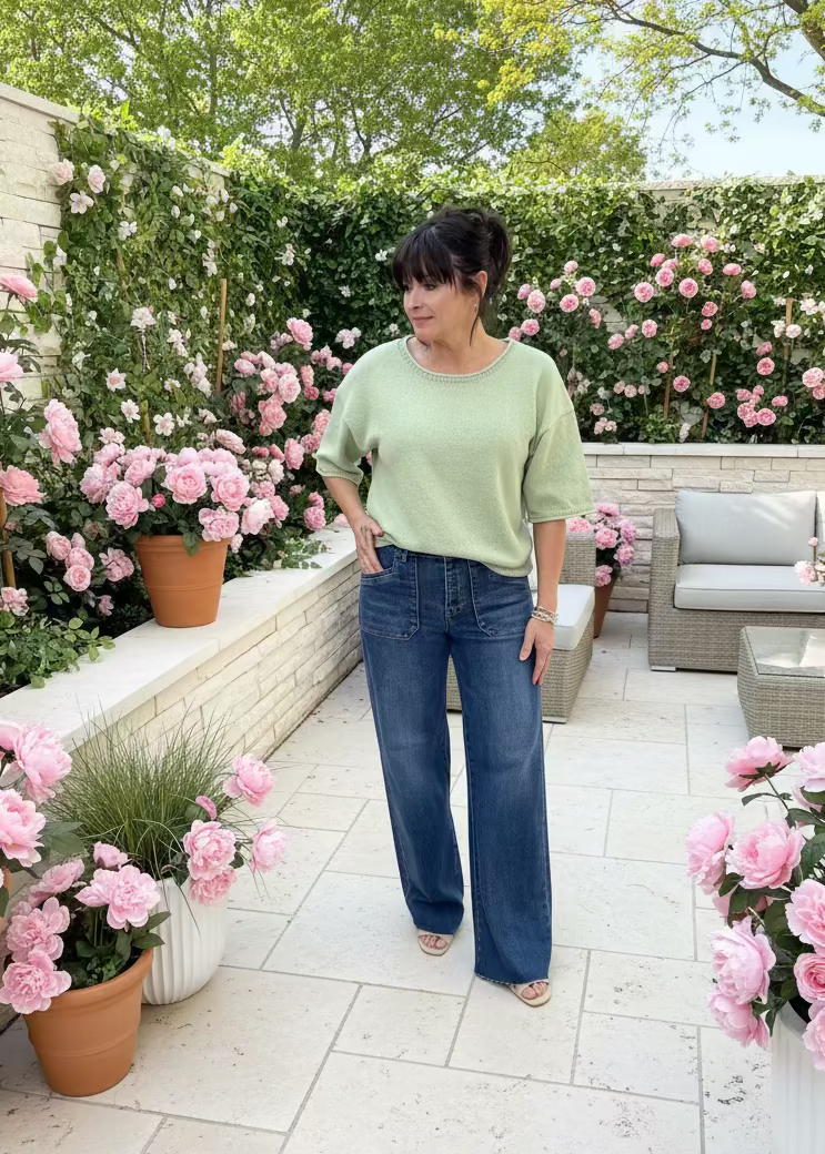 Wide Leg Front Patch Pocket jean - Jolie Femme Boutique