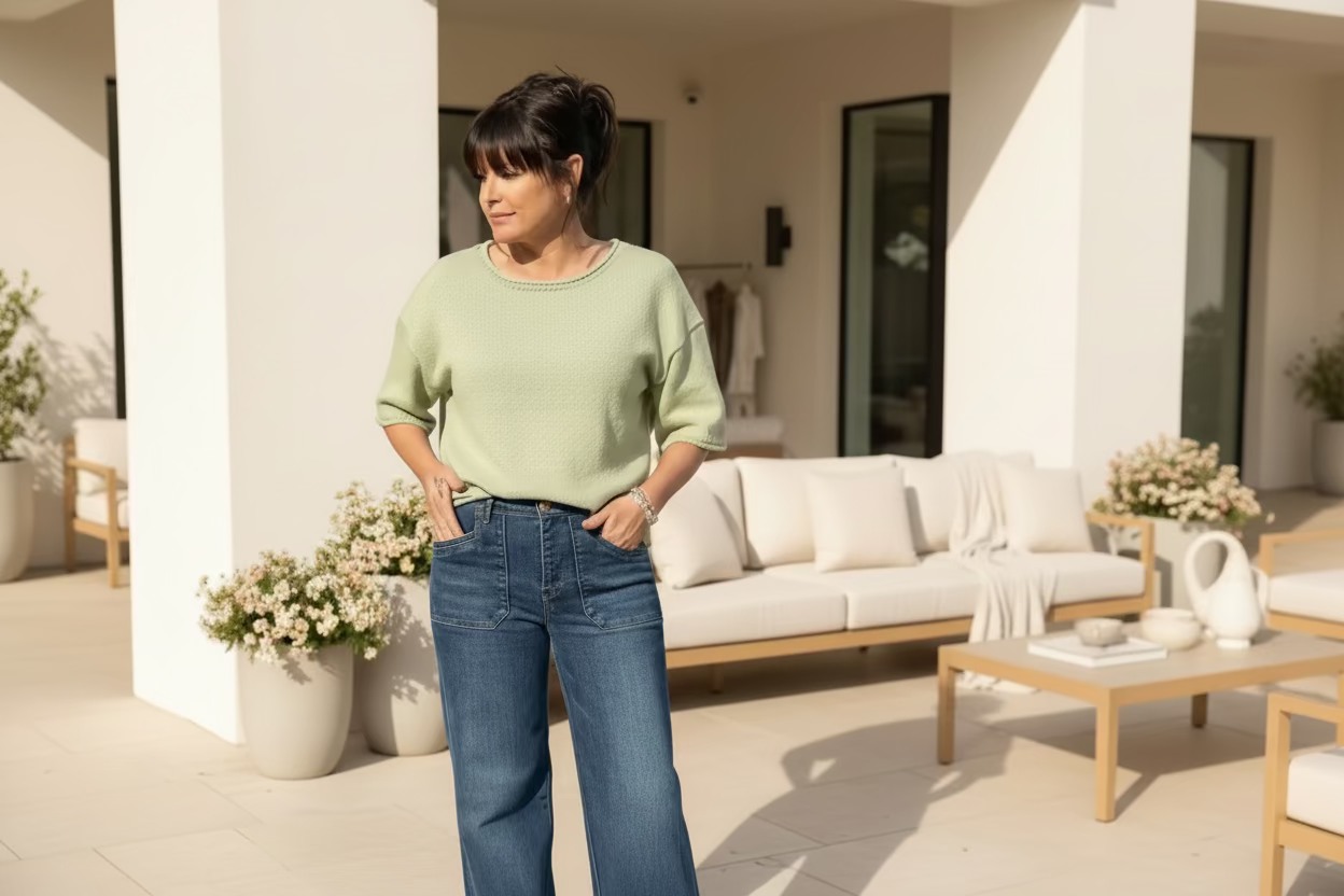 Light Olive Raw Edge Top - Jolie Femme Boutique