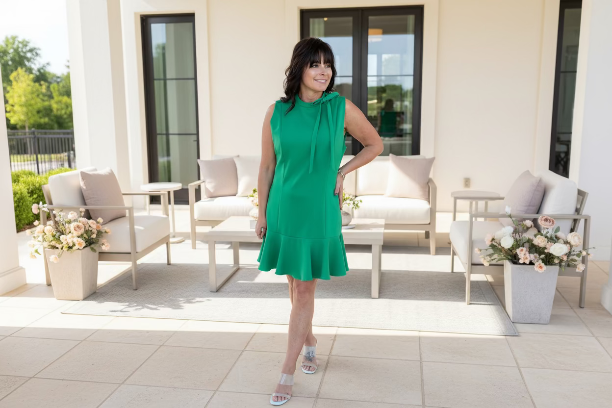 Sleeveless Bow Detail Ruffle Hem Dress - Jolie Femme Boutique