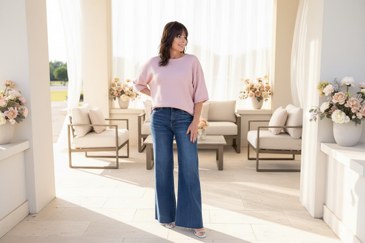 Light Pink Raw Edge Top - Jolie Femme Boutique