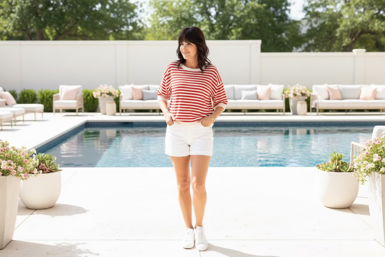 Red Stripe Short Sleeve Top - Jolie Femme Boutique