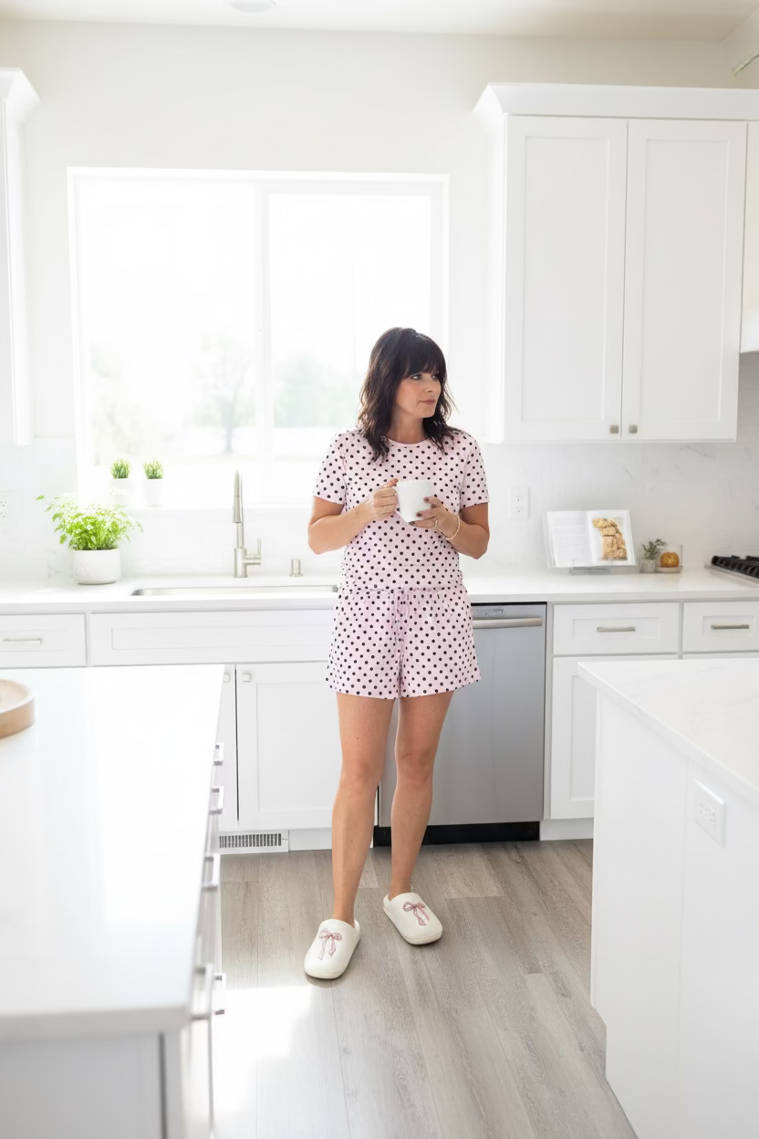 Pink Polka Dot Short Sleeve Short Set - Jolie Femme Boutique